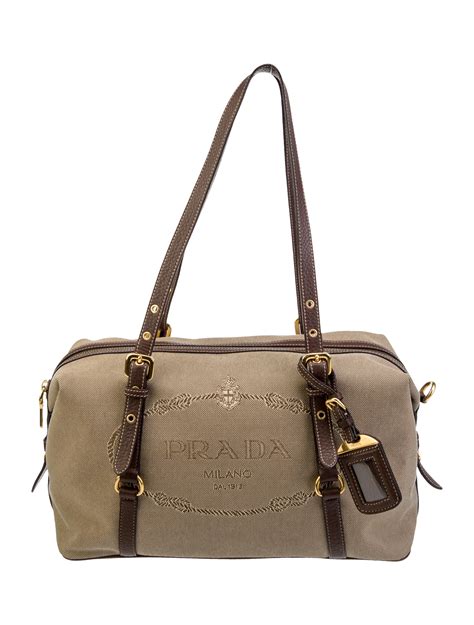 Prada Logo Jacquard Bauletto Bag 